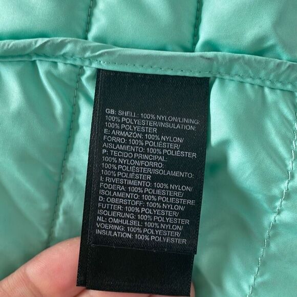 EUC! The North Face Gray Teal Mock Turtle Zip Up Puffer Jacket - Girls XL/Women’ - Picture 10 of 11